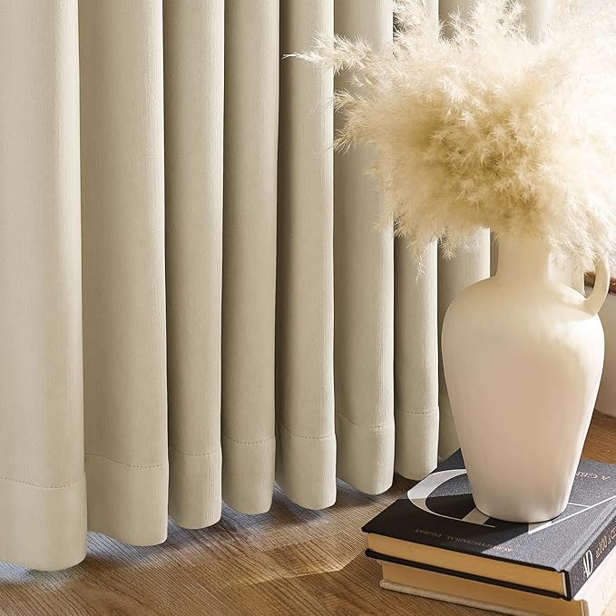 jinchan Chenille Blackout Curtains 84 Inches Long 2 Panels Beige Thermal - Image 9