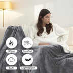 Electric Heated Blanket Throw 50"x60", Soft Flannel Sherpa Heating Throw - Image 2