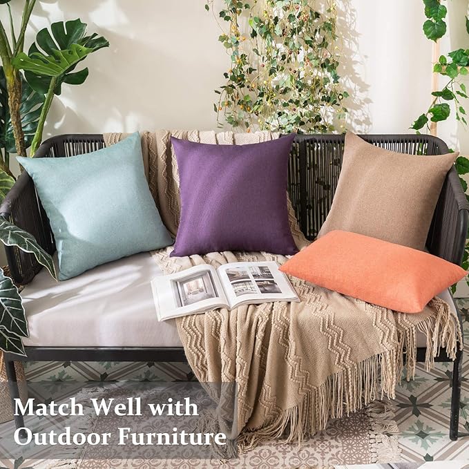 MIULEE Pack of 2 Decorative Outdoor Solid Waterproof Throw Pillow Covers Spring - Image 2