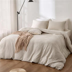 RRENEWROOTS Gream Gray Twin Duvet Cover, 100% Sandwashed Cotton Soft Twin Size - Image 2