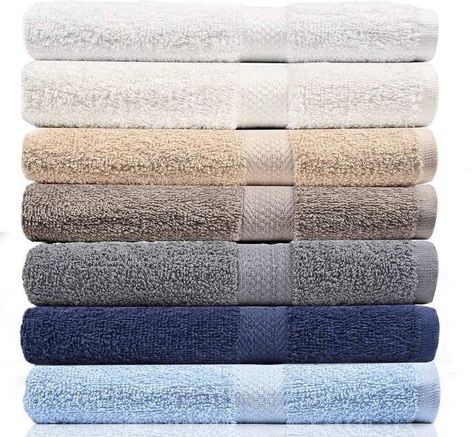 Crystal Towels Bath Towel Set Pack of 7 100% Cotton, Ultra Soft Highly by CrystalTowels