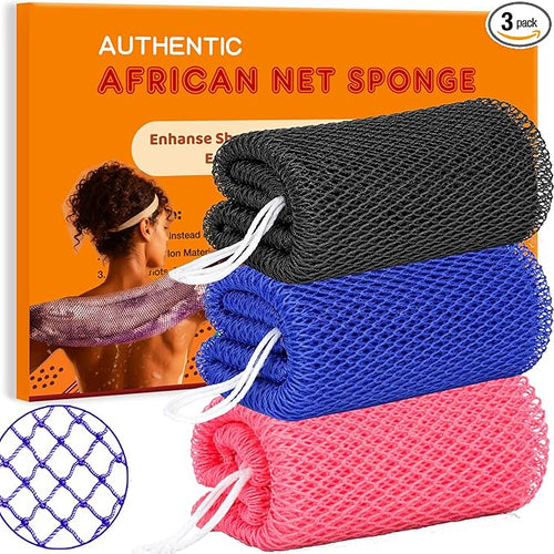 African Net Sponge Authentic, 3 Pieces African Exfoliating Net Sponge Body Back by Unknown