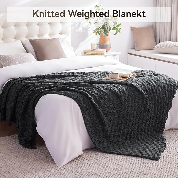 Knitted Weighted Blanket for Adult, No Beads Heavy Blanket 60” x 80'' 20lbs - Image 7
