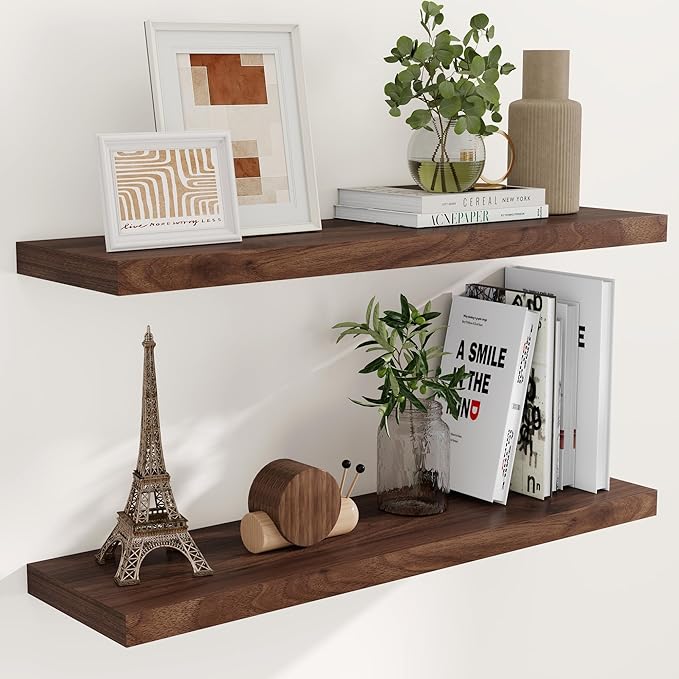 40 Inch Floating Shelves for Wall, 9.3 Inch Deep Shelves for Books & Decor by FunMemories