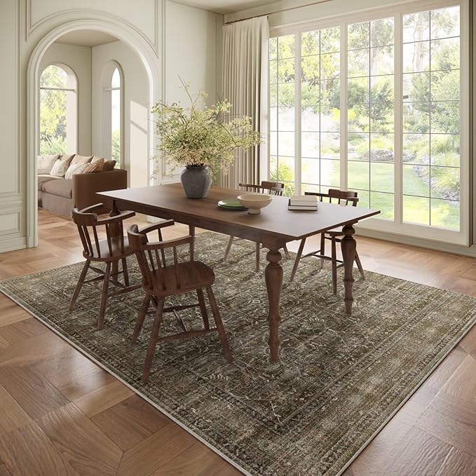 Washable 6x9 Area Rugs for Living Room, Boho Non-Slip Vintage Distress Large - Image 3