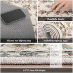 Washable 5x7 Area Rugs for Living Room, Boho Non-Slip Vintage Distress Rugs for - Image 5