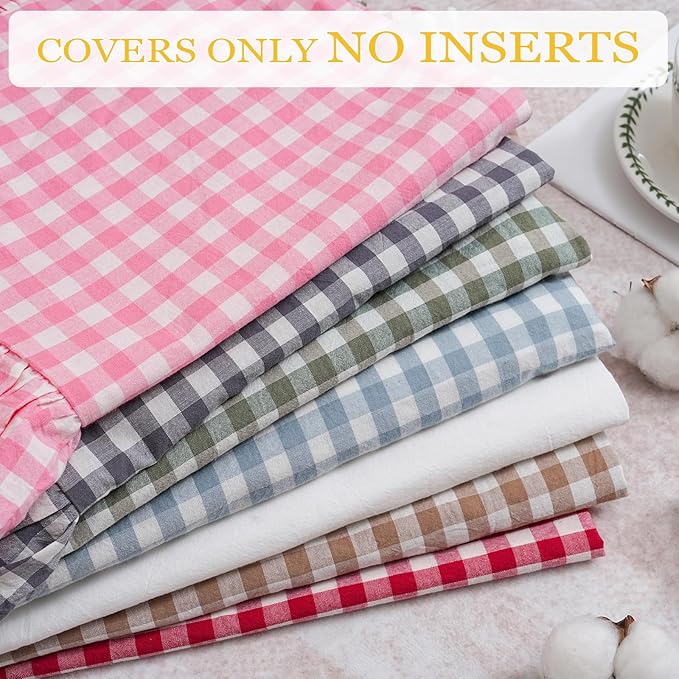 14x36 inches Off White Ruffled Lumbar Pillow Cover 1 Piece, Pure Washed Cotton - Image 7