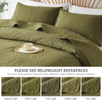WURUIBO Olive Green Quilt Set Twin Size, Embossing Microfiber Bedspreads - Image 6