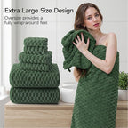 REDKISS Olive Green Microfiber Towels Set of 6-35x70 Inches Oversized Bath - Image 7