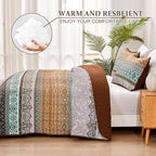 WONGS BEDDING Boho Fall Quilt Set Full, Ultra Soft Lightweight Bedspread - Image 3