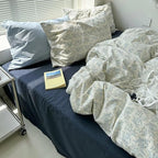 MKXI Full Duvet Cover Set Blue White Floral Print by MKXI