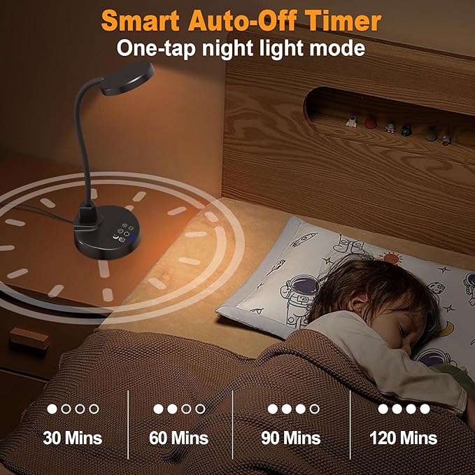 15W LED Desk Lamp with USB Charging Ports – Dimmable Table Lamp with 3 Color - Image 5