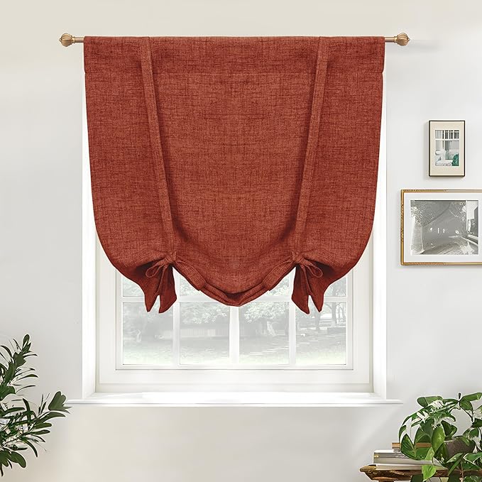 DriftAway Double Layer Linen Blackout Tie Up Curtains Thermal Insulated Fully by DriftAway