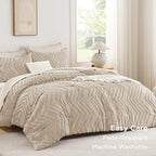 Andency Khaki Comforter Full Size, Boho Beige Soft Fluffy Tan Warm Lightweight - Image 3