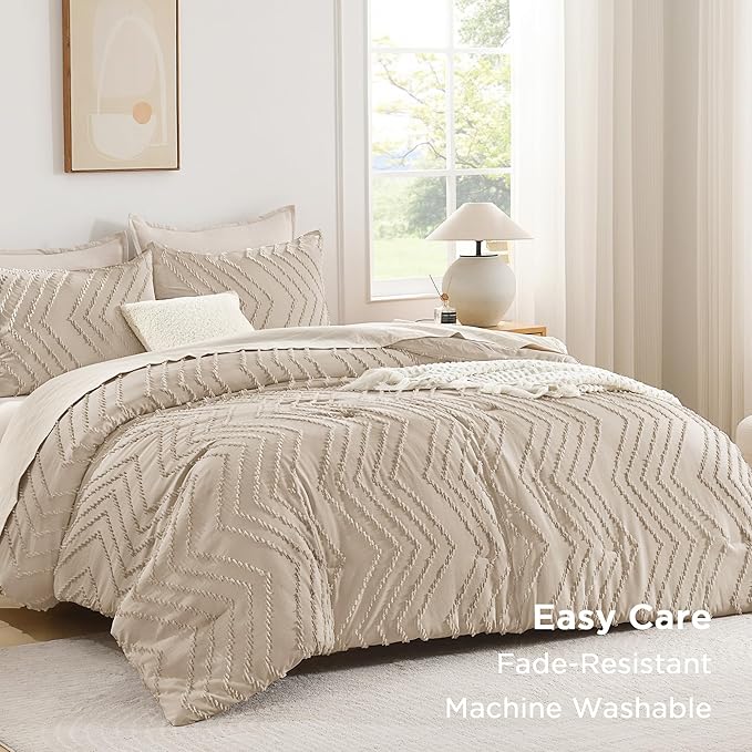 Andency Khaki Oversized Super King Comforter Set 120x120, Extra Large King Size - Image 3