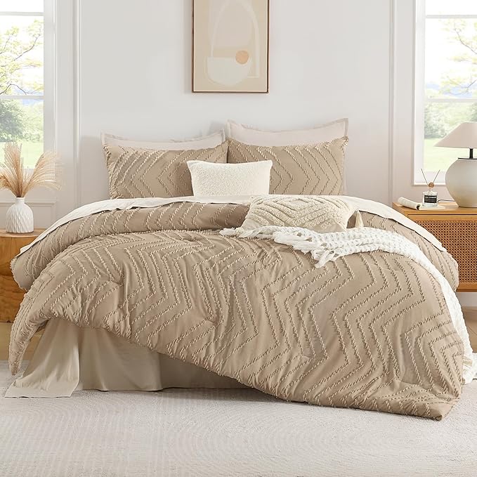 Andency Taupe Twin/Twin XL Comforter Set, Twin Bed Comforter - Image 2
