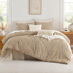 Andency Taupe Comforter Set King Size, Boho Soft Warm Tufted Bedding Comforter - Image 2