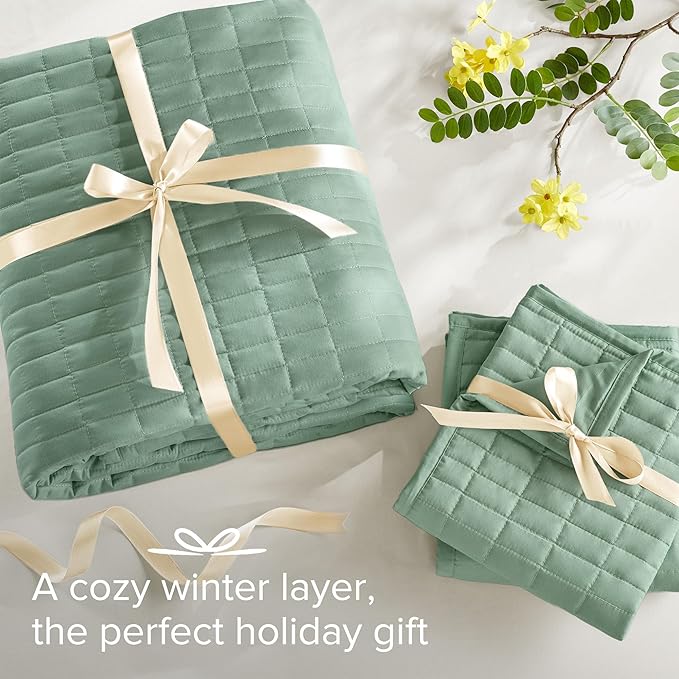 Comfort Spaces Sage Green Oversized King Quilt Set 120"x118" Bedspread Quilted - Image 7