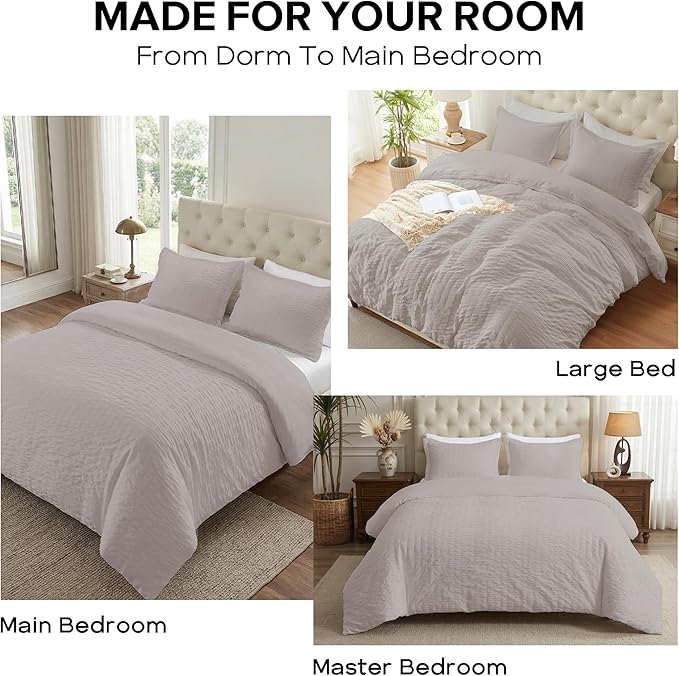 Cozyide Light Grey Duvet Cover King, 3 Pieces Bedding Duvet Covers, Soft - Image 7