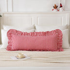14x36 inches Red/White Plaid Ruffle Lumbar Gingham Pillow Sham 1 Piece - Image 2