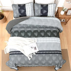 DJY Gray Quilt Set Queen Size Boho Striped Patchwork Bedspread Coverlet - Image 3
