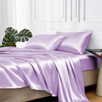 MR&HM Satin Bed Sheets with Elastic Corner Straps, King Size Sheets Set by MRHM