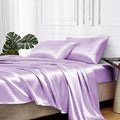 MR&HM Satin Bed Sheets with Elastic Corner Straps, Queen Size Sheets Set by MRHM