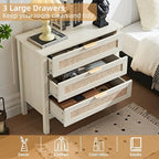 LEYAOYAO 31.5" Wide Rattan Night Stand, Large Boho Nightstand, Bedside Table - Image 6