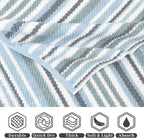 100% Cotton Blue Striped Hand Towels Set of 4, 16x27 Inches, Quick Dry & Highly - Image 2
