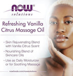 NOW Solutions, Refreshing Vanilla Citrus Massage Oil, Skin Rejuvenating Blend - Image 4