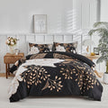 mixinni Black Floral Duvet Cover Full Size, 3 Pieces Garden Style Botanical by mixinni