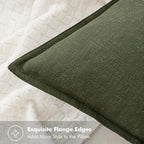 MIULEE Decorative Linen Euro Sham Pillow Covers 26x26 Dark Olive Green Boho - Image 2