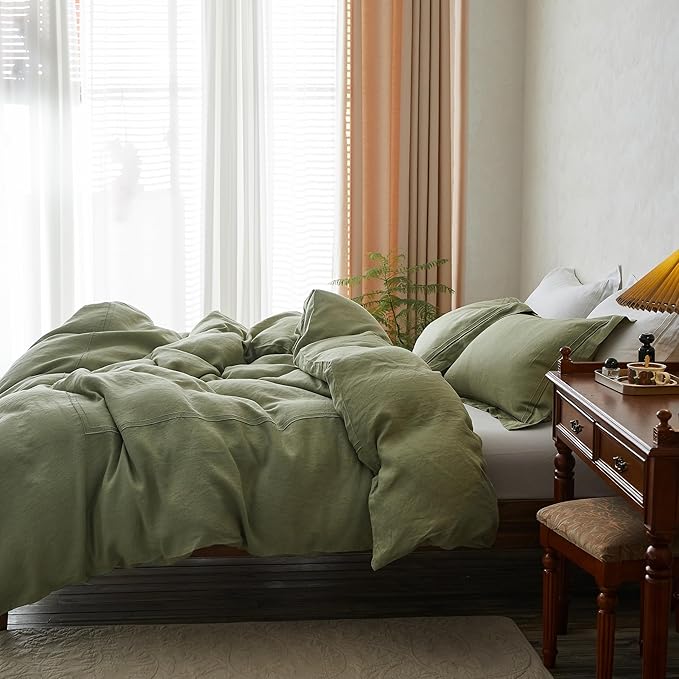 Simple&Opulence 100% Washed Linen Duvet Cover Set 104"x92" - Image 2