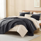 Litanika Twin Quilt Set Black, 68x86 Stripe Bedspread Coverlet 2 Pieces - Image 4
