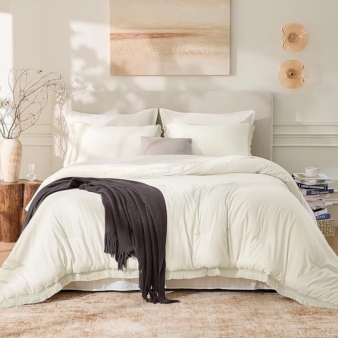 Andency California King Comforter Set Ivory - Image 2