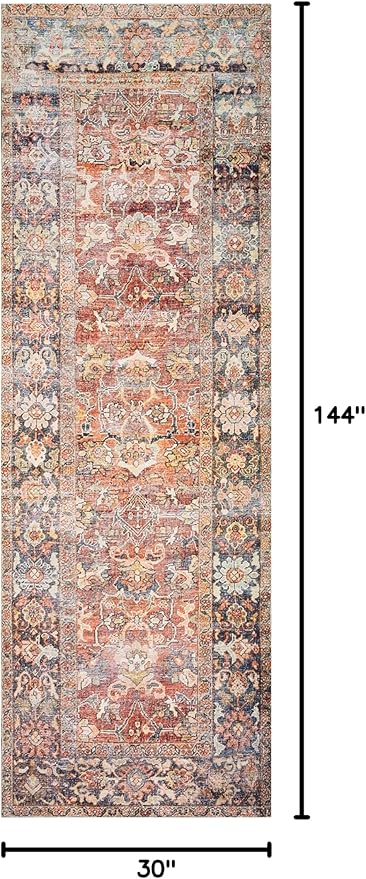 Loloi Layla Collection LAY-02 Spice/Marine 2'-6" x 12'-0" .13" Thick Runner Rug - Image 2