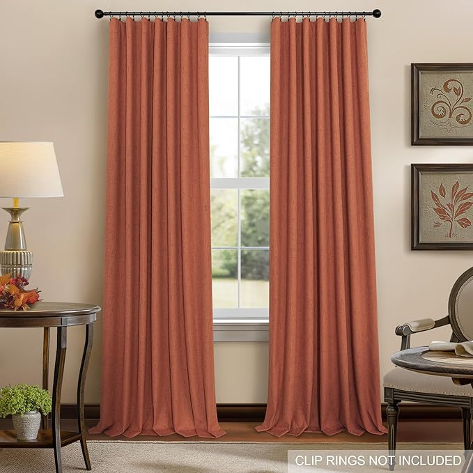 Rust Blackout Curtains for Living Room 102 Inch Length 2 Panels Set Linen - Image 8