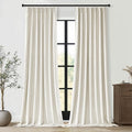 Topfinel 132 Inches Long Extra Long Pinch Pleat Faux Linen Curtains by Topfinel