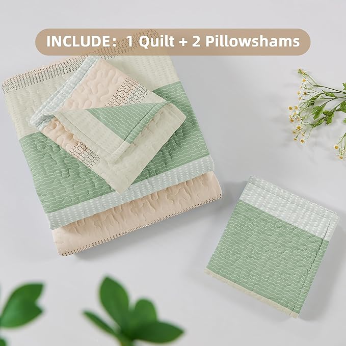 Andency King Size Quilt Set Mint Pink, 3 Pieces Summer Ultra Soft Lightweight - Image 6