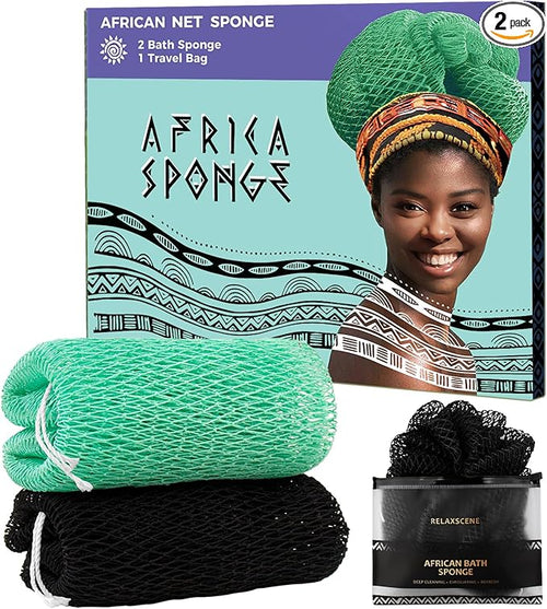 African Exfoliating Net Sponge Black & Seawave by RelaxScene