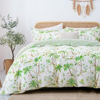 LONAVA Queen Tropical 3 Pcs Duvet Cover Set, Breathable Soft Microfiber Sage by LONAVA
