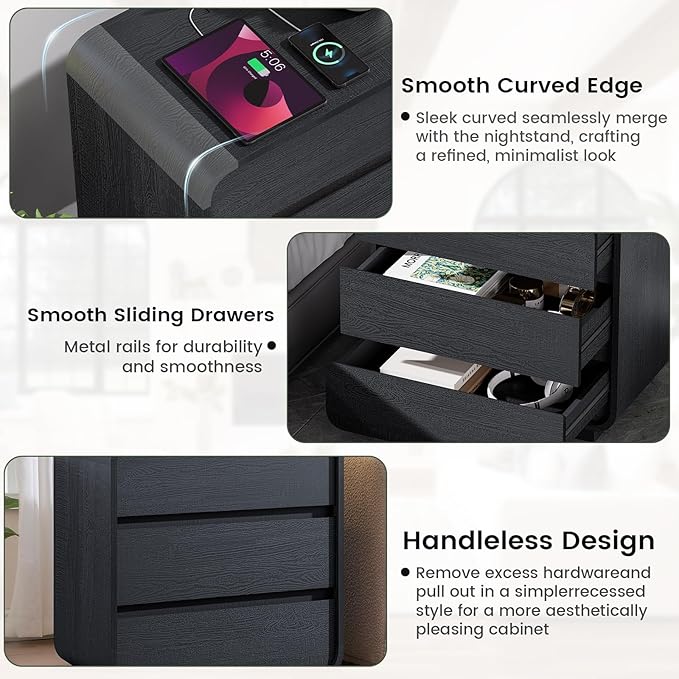 Black Night Stand Set of 2 - Image 7