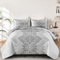 Boho Quilt Set King Size 3 Pieces Grey Aztec King Quilt Set Bohemian Bedspread by Dintszyayue