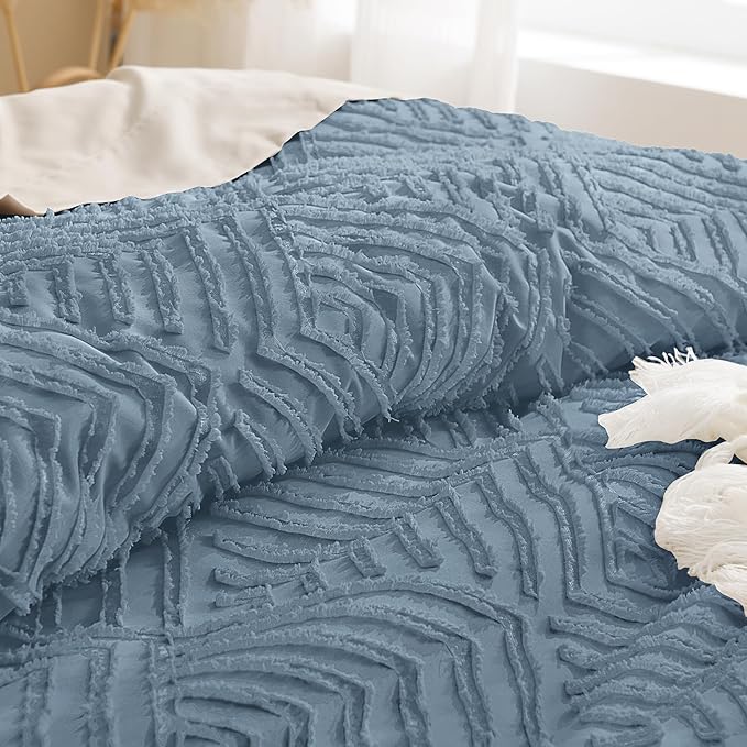 Andency Greyish Blue Comforter Oversized King Size Set 120''x98'', 3 Pieces - Image 5