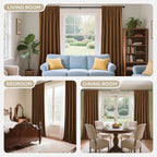 Joydeco Golden Brown 100% Blackout Curtains 108 Inch 2 Panels, Luxury Thermal - Image 8