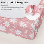 Baby Mini Crib Sheets Girl, Portable 38”x26” Pack and Play Sheets Fitted - Image 7