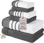 Modern Threads 6-Piece Towel Set – 100% Cotton, Quick Dry, Ultra Absorbent – by ModernThreads