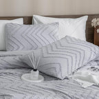 Andency Silver Grey Oversized King Comforter Set 120x98, Boho Oversize King - Image 4