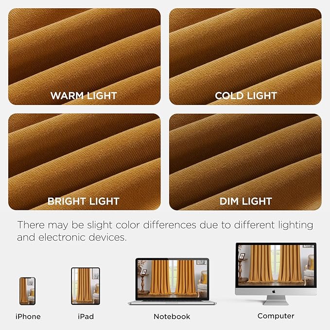Joydeco Mustard Yellow 100% Blackout Curtains 90 Inch 2 Panels, Luxury Thermal - Image 7