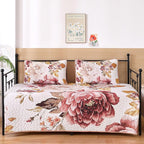 WONGS BEDDING Floral Quilt Set King, 3 Pieces Elegant Blush Flower Bedspread - Image 7